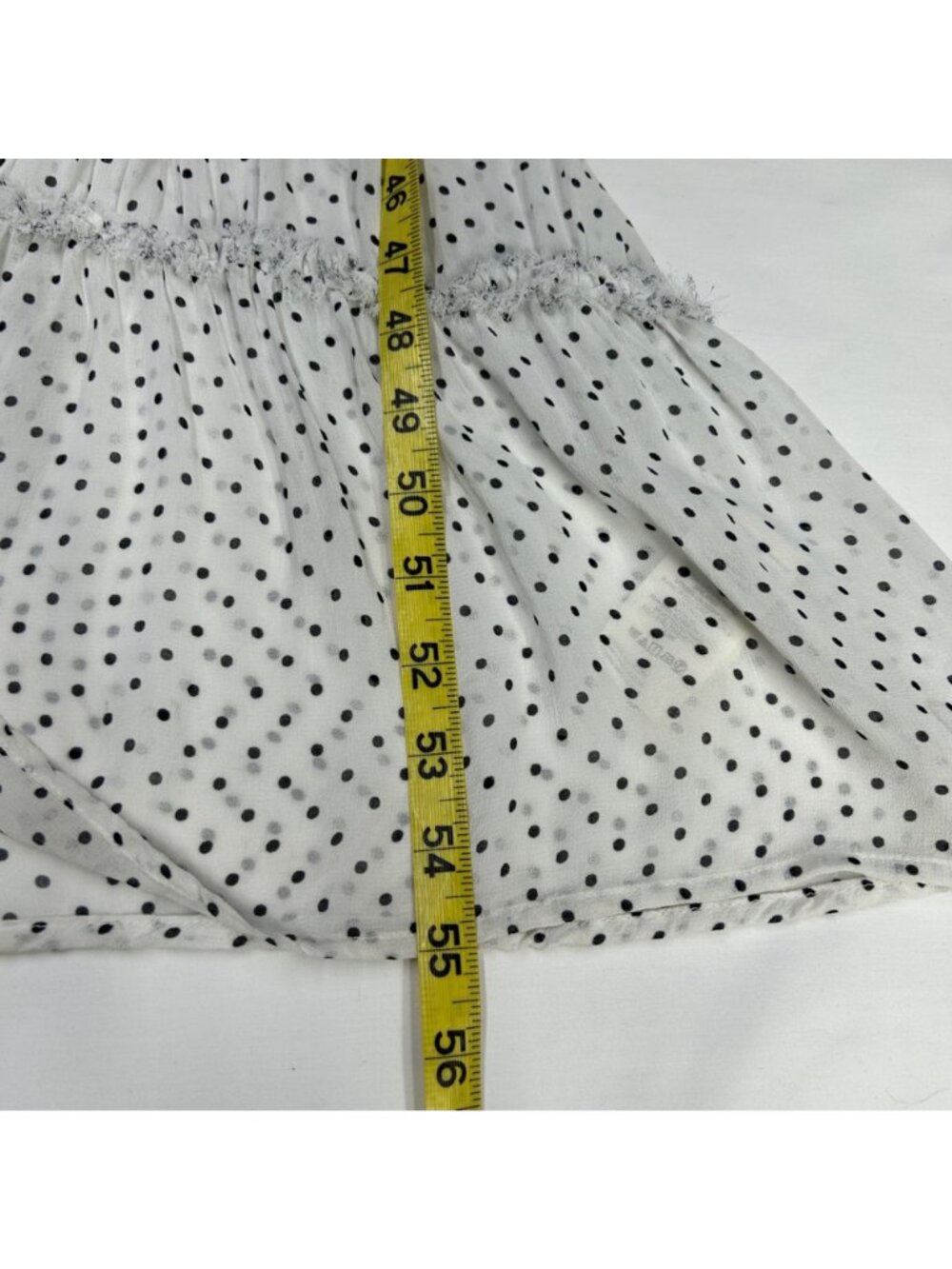 ANTHROPOLOGIE Long Sleeve Smocked Tiered Maxi Dress L White/Black Polka Dot - Picture 15 of 16